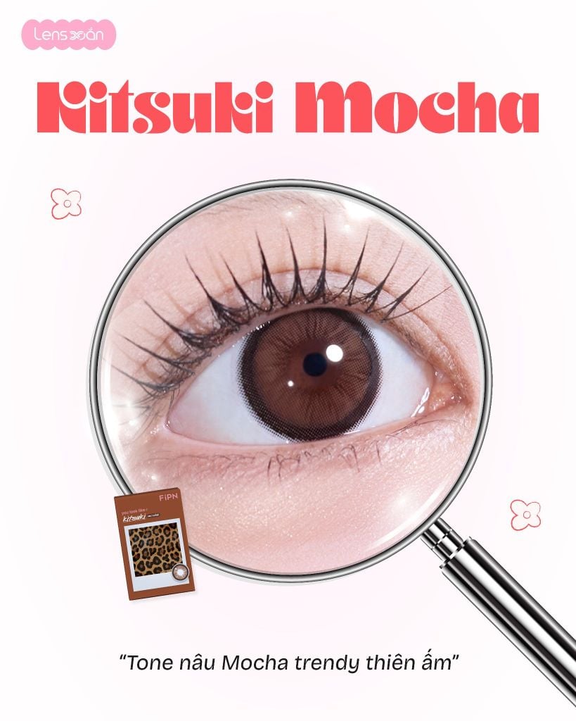 Kitsuki Mocha MYFIPN lens nâu mocha giãn tròng 14.5 chính hãng Lens Xoắn