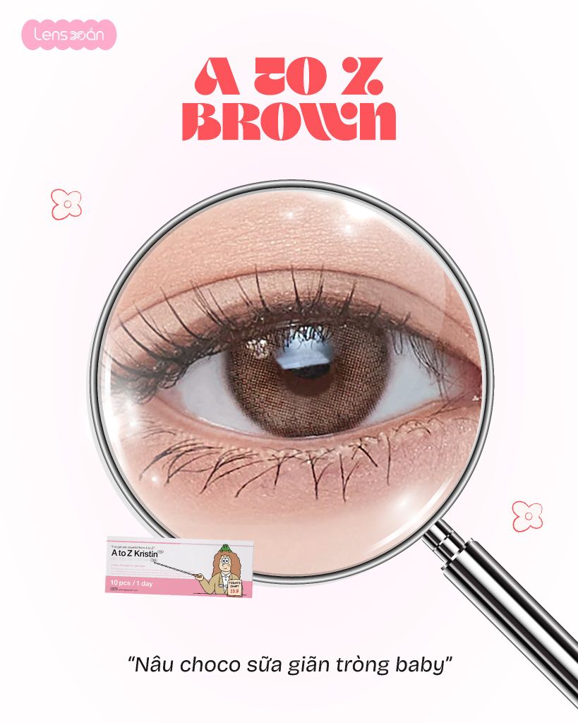 A to Z Kristin Brown lens nâu sữa giãn tròng 13.6mm chính hãng