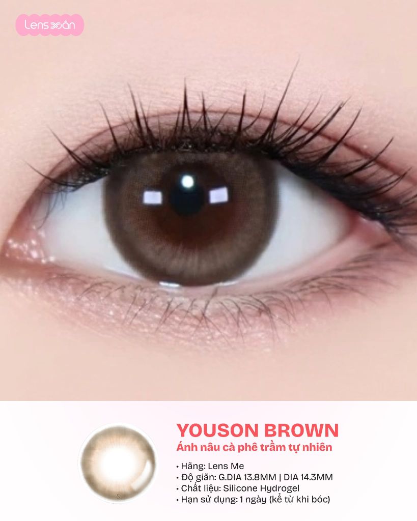 Youson Brown và Vintage Black lens Me giãn tròng tự nhiên 14.3mm