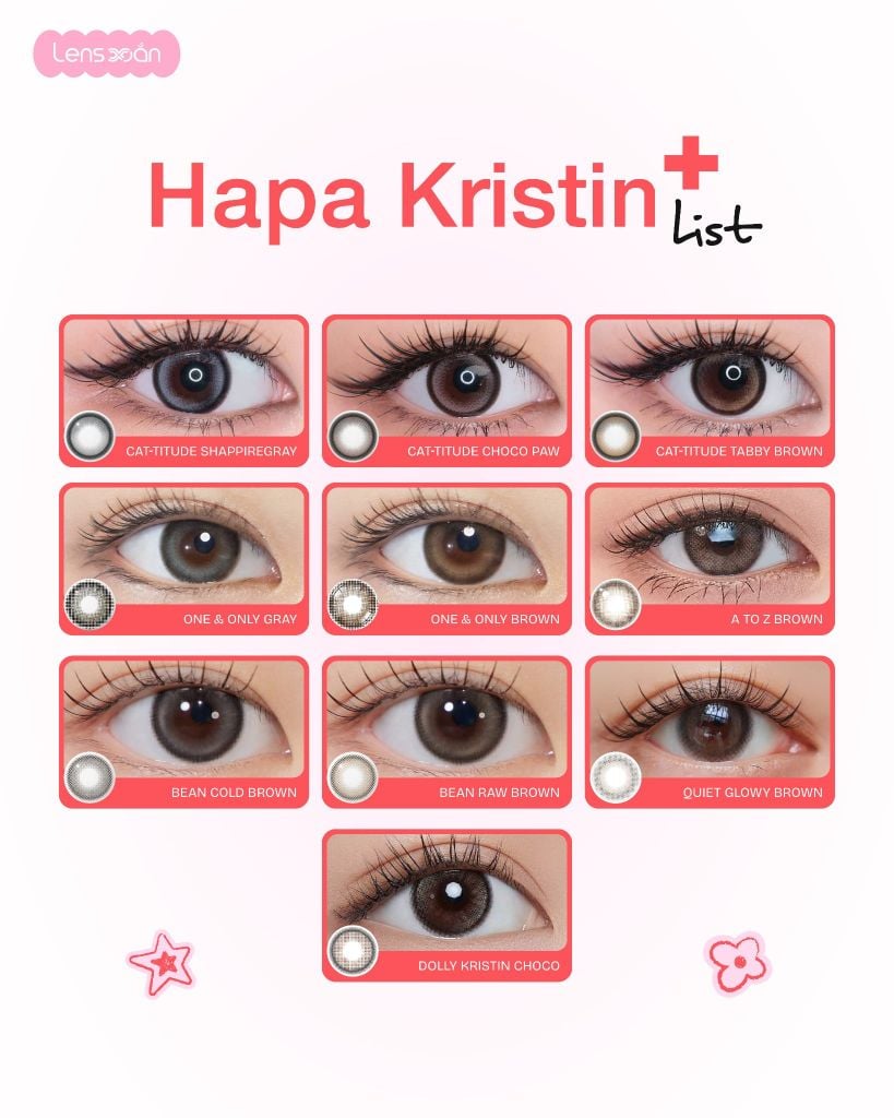 Hapa Kristin restock full độ cận lens 1 ngày đủ màu tại Lens Xoắn