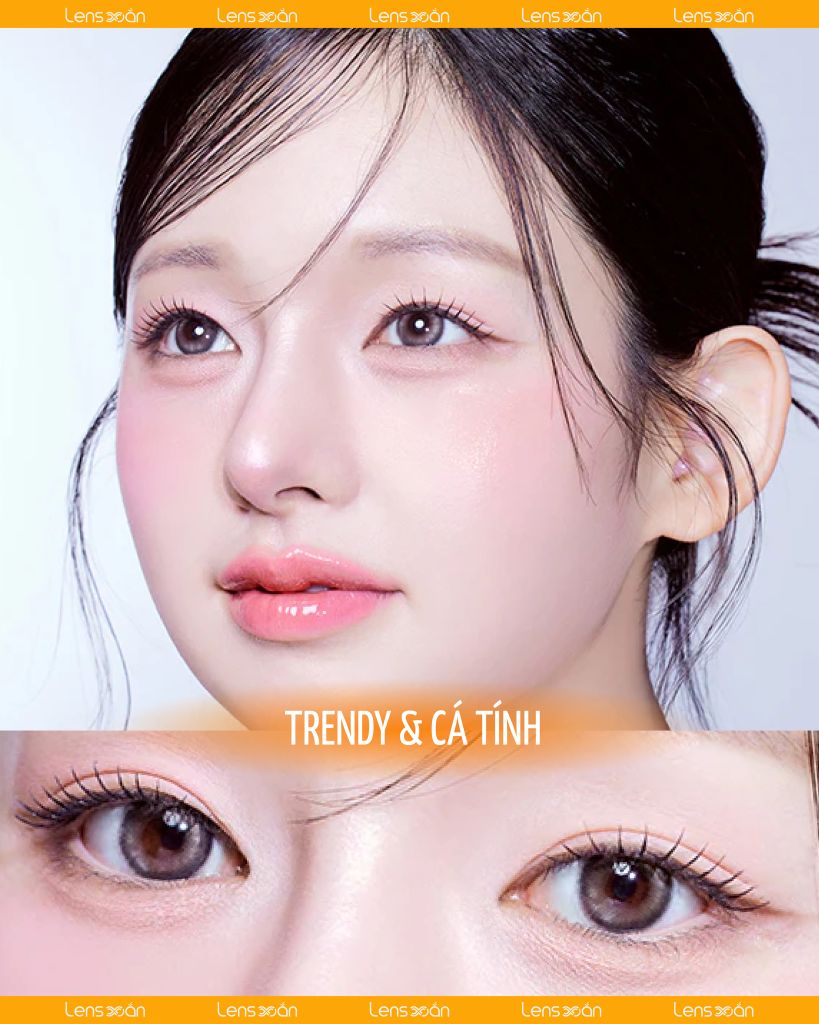 MEOW KOSHORT GRAY – Lens xám khói pha nâu khói trendy, chất liệu HEMA êm ái