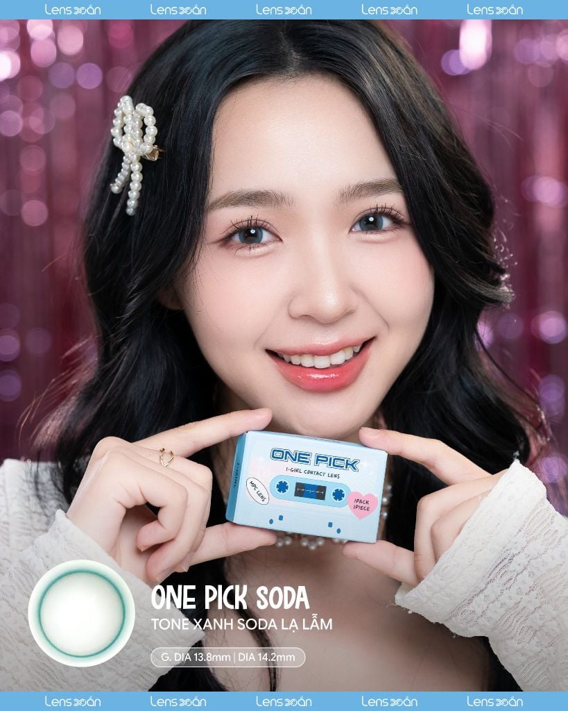 One Pick Soda – Lens xanh soda pastel trong trẻo, blend mượt, dễ đeo