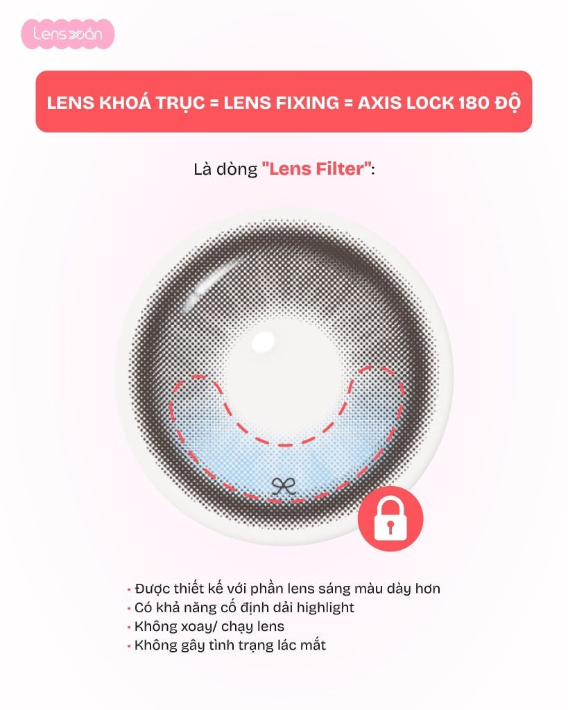 Lens khoá trục axis lock 180 độ cố định highlight không xoay khi đeo
