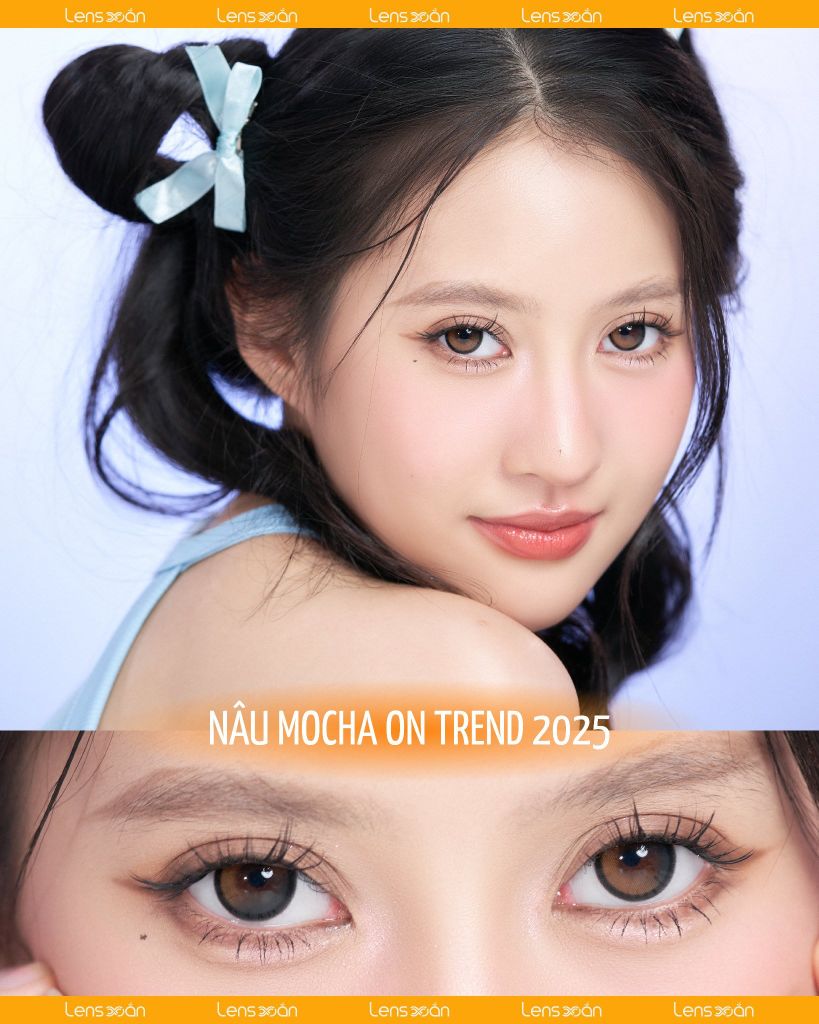 BIG GLOWY MOCHA BROWN – Lens nâu mocha mắt ướt, hack size búp bê