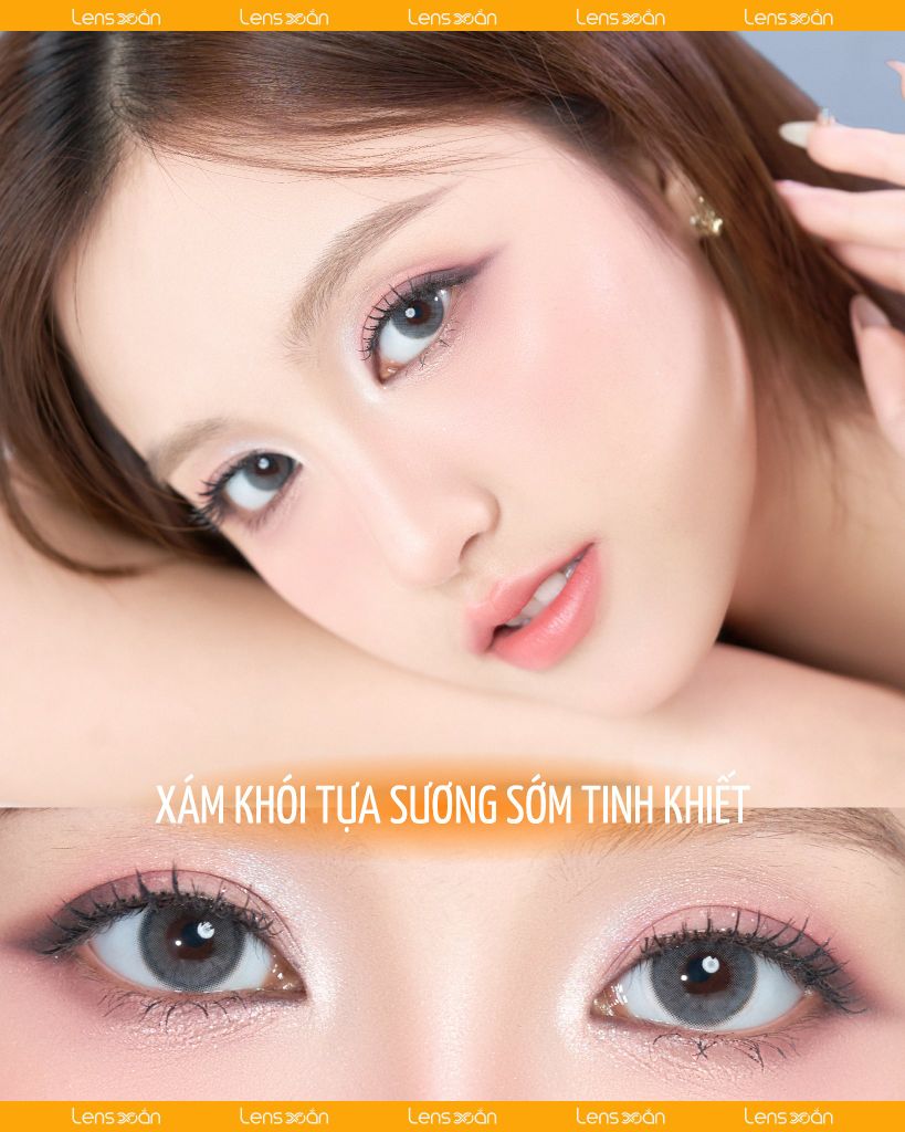 Lens xám khói Tearing Gray – màu trong veo, viền mảnh, cho ánh nhìn tự nhiên