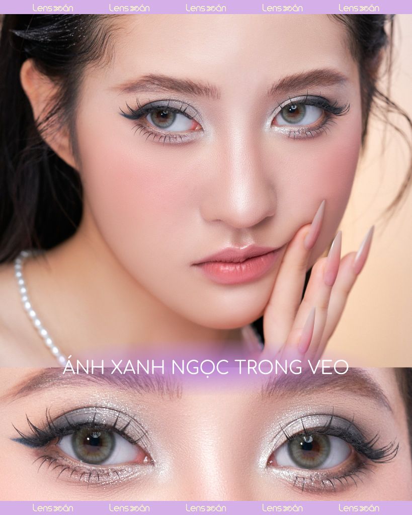 Lens BADCAT BLUE xám xanh ngọc trong veo – hiệu ứng vân tia và chất liệu Hydrogel cao cấp