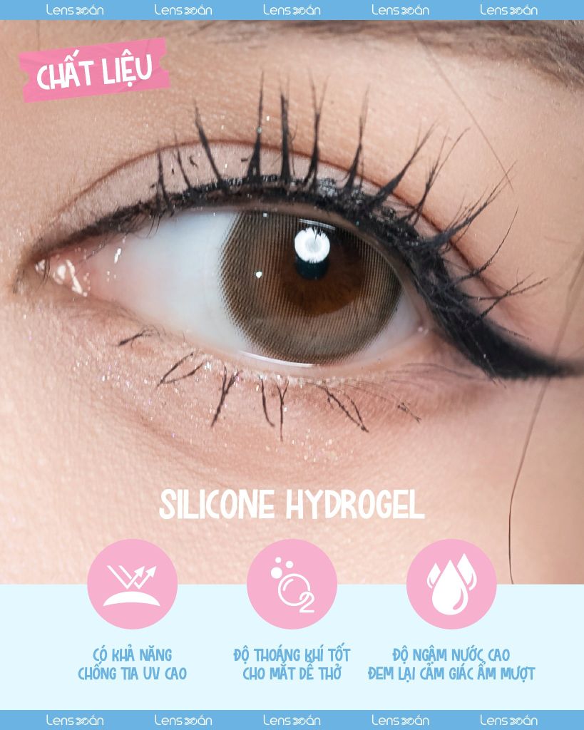 NUO Brown – Lens nâu cát lạnh tự nhiên không vân, viền blur nhẹ, đeo êm cho mắt nhạy cảm