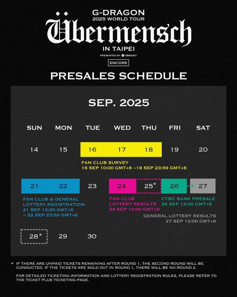 G-Dragon World Tour Übermensch tại Taipei Dome – Mở bán vé chính thức