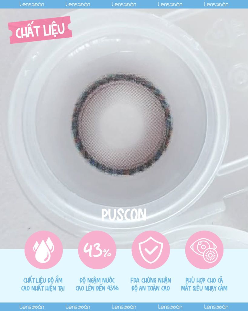 Glowy Tear Brown OLENS 1 tháng chất liệu Puscon tone nâu hồng khói