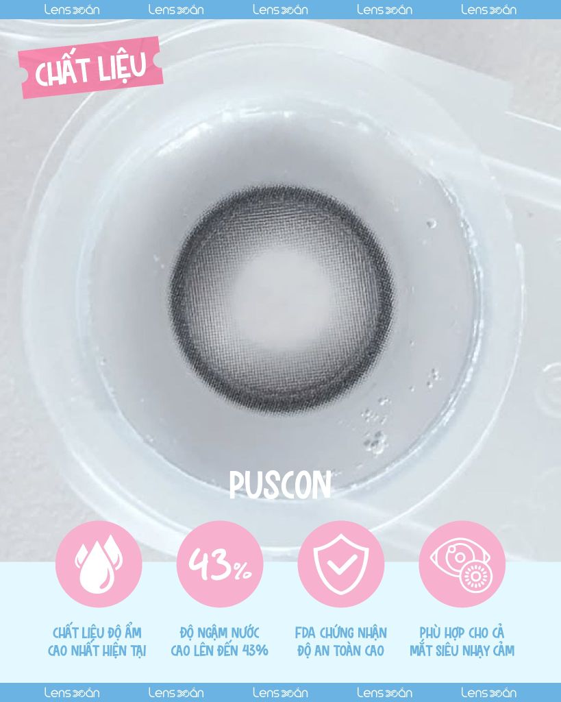 Glowy Tear Gray Olens 1 tháng chất liệu Puscon tone xám chì mắt ướt