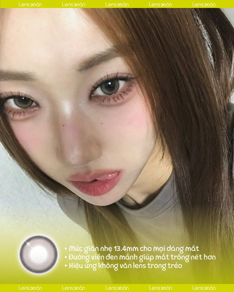 Cloud Gray Qrsessed lens xám sữa ánh hồng pastel 1 ngày