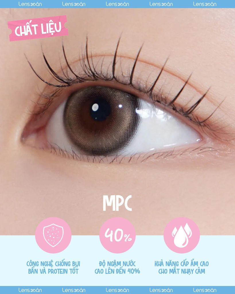 Bean Kristin Raw Brown – Lens nâu vàng hạt dẻ trong veo 1 ngày cho mắt nhạy cảm