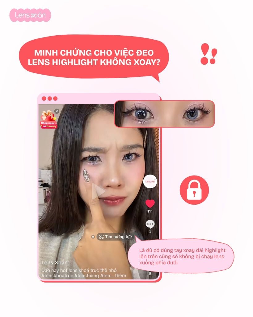 Lens khoá trục axis lock 180 độ cố định highlight không xoay khi đeo