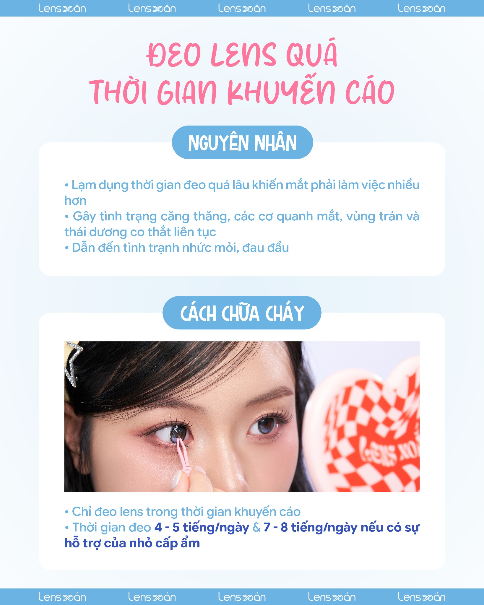 Đeo lens bị nhức đầu do sai độ cận và đeo quá thời gian khuyến cáo