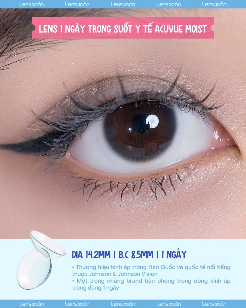 Keonho CORTIS sử dụng lens 1 ngày trong suốt y tế Acuvue Moist chính hãng