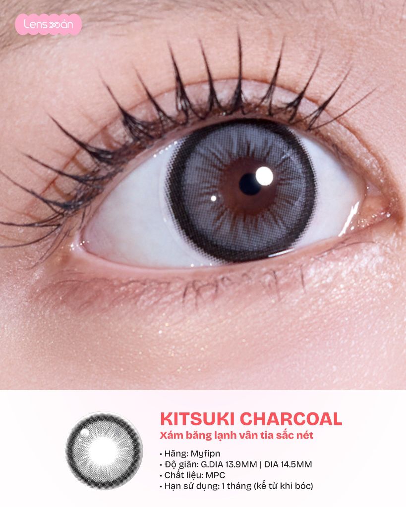 Kitsuki Collection MYFIPN lens giãn tròng 14.5 mocha charcoal chính hãng Lens Xoắn