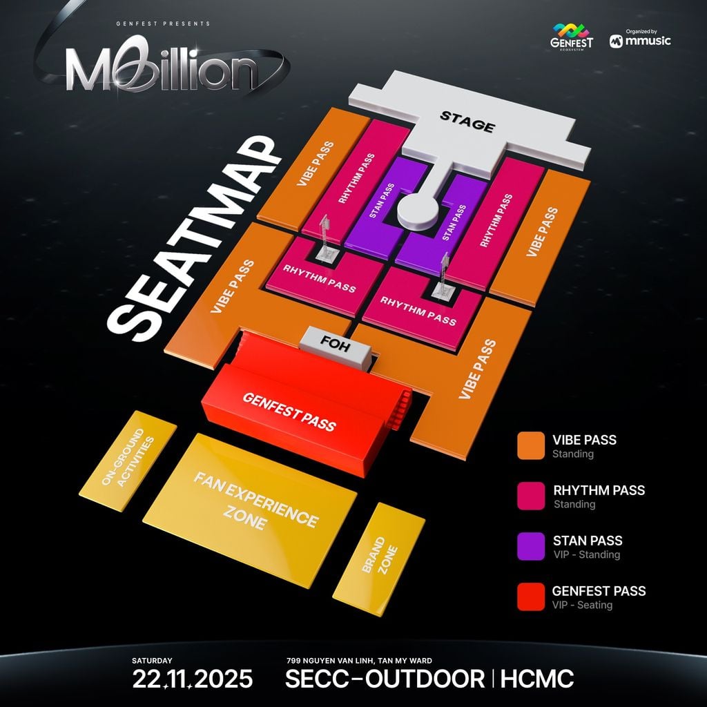 Seatmap GENfest Presents MBILLION 2025 – Sân khấu SECC TP.HCM