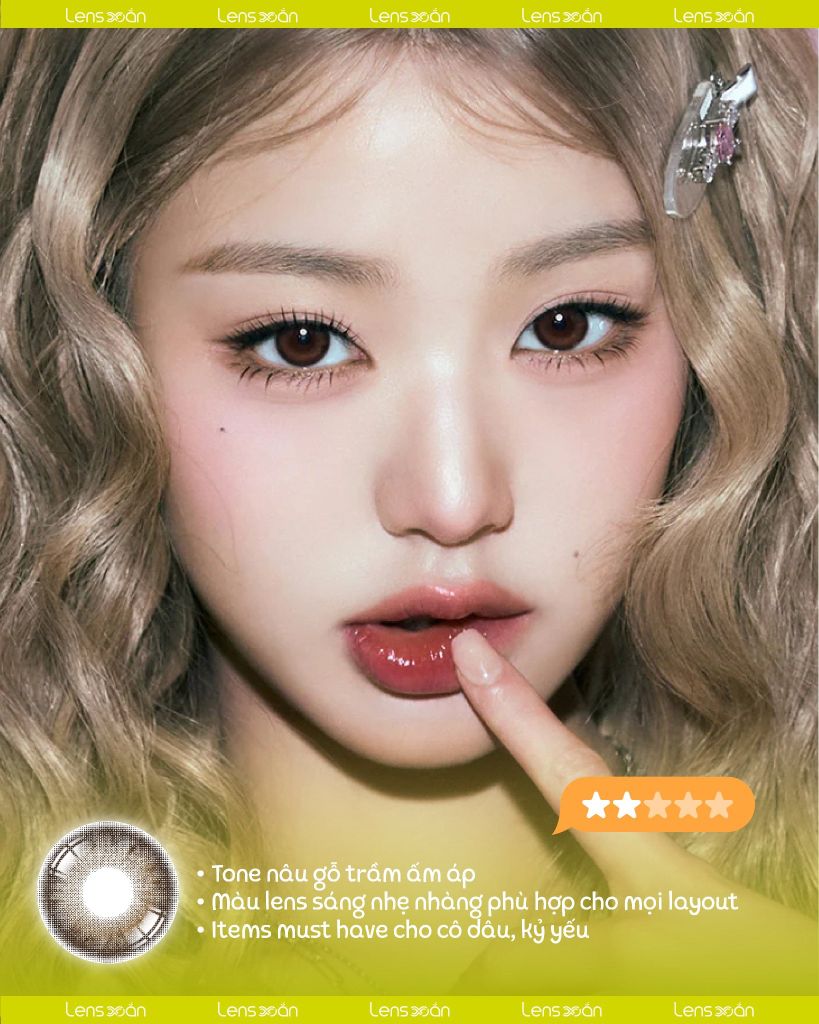 One & Only Big Plus Brown Hapa Kristin lens nâu gỗ trầm