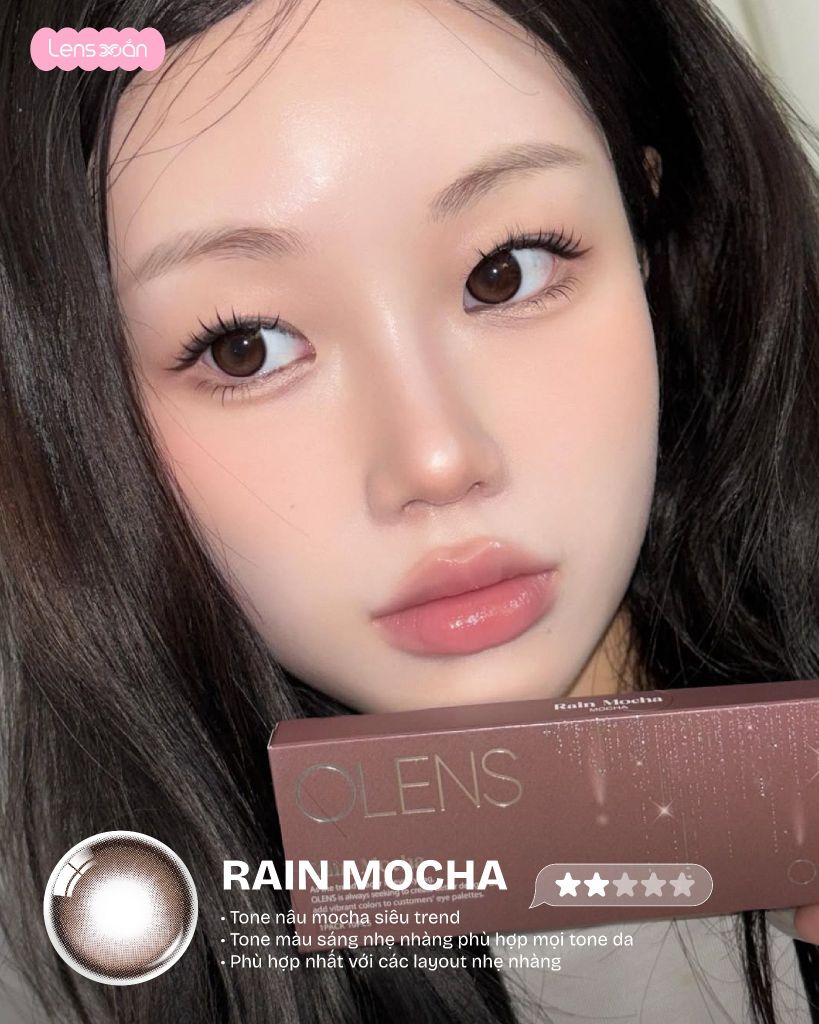Rain Mocha OLENS lens nâu mocha 1 ngày trong veo chính hãng Lens Xoắn