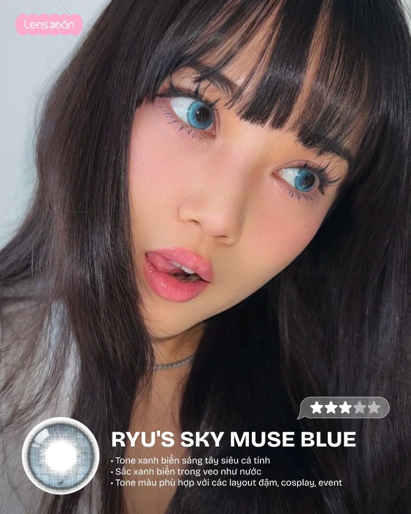 Ryu’s Sky Muse Blue lens xanh biển giãn tròng 14.5mm chính hãng