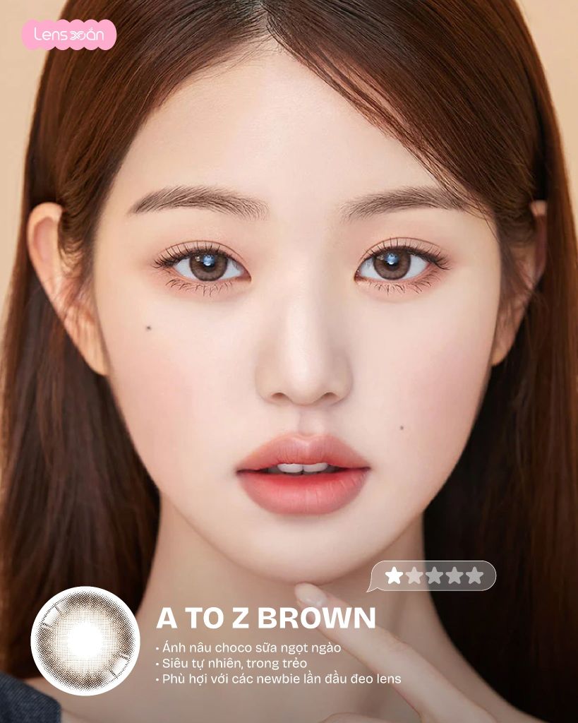 A to Z Kristin Brown lens nâu sữa giãn tròng 13.6mm chính hãng