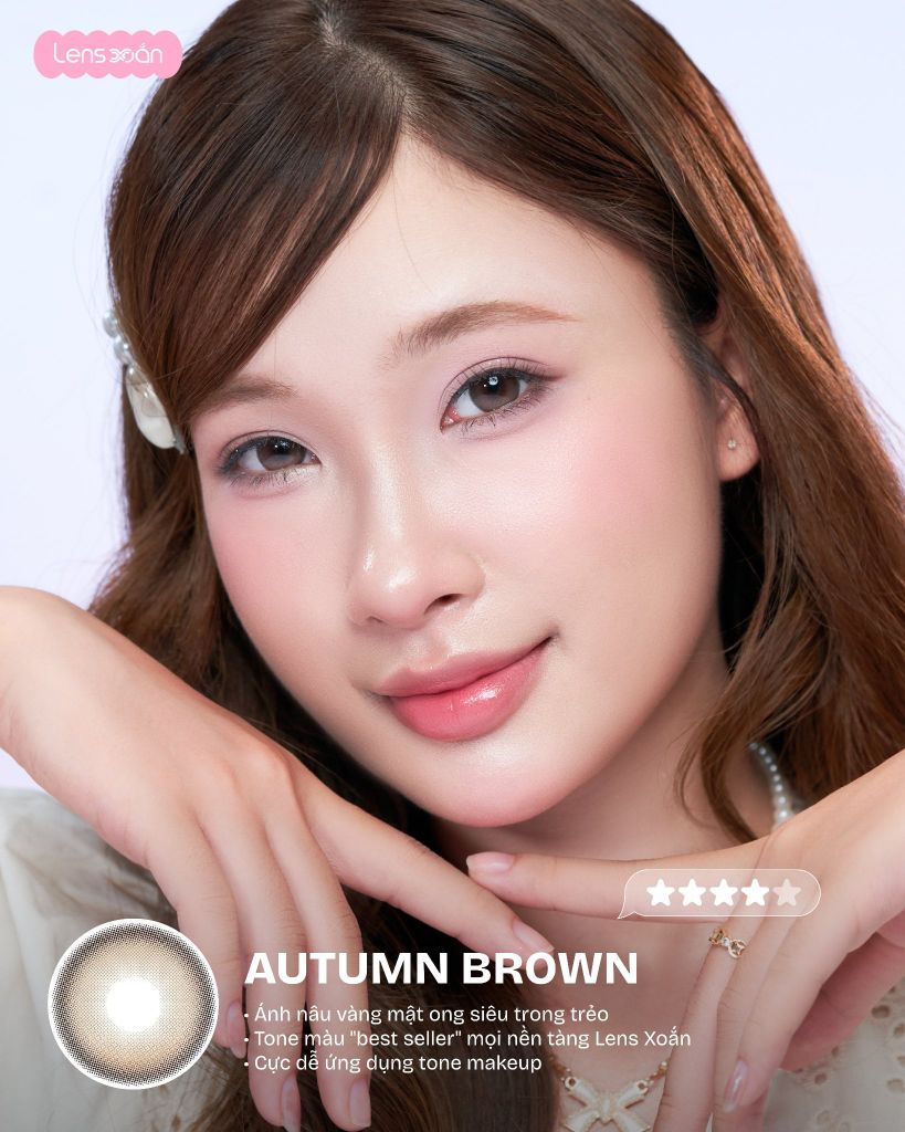 Lens Autumn Brown B.S.COR nâu vàng highlight trong trẻo trên mắt thật