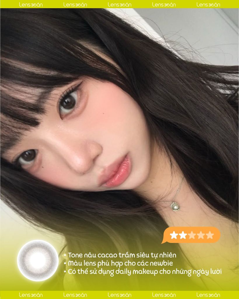 Quiet Kristin Glow Brown Hapa Kristin lens nâu cacao phủ bóng glowy tự nhiên