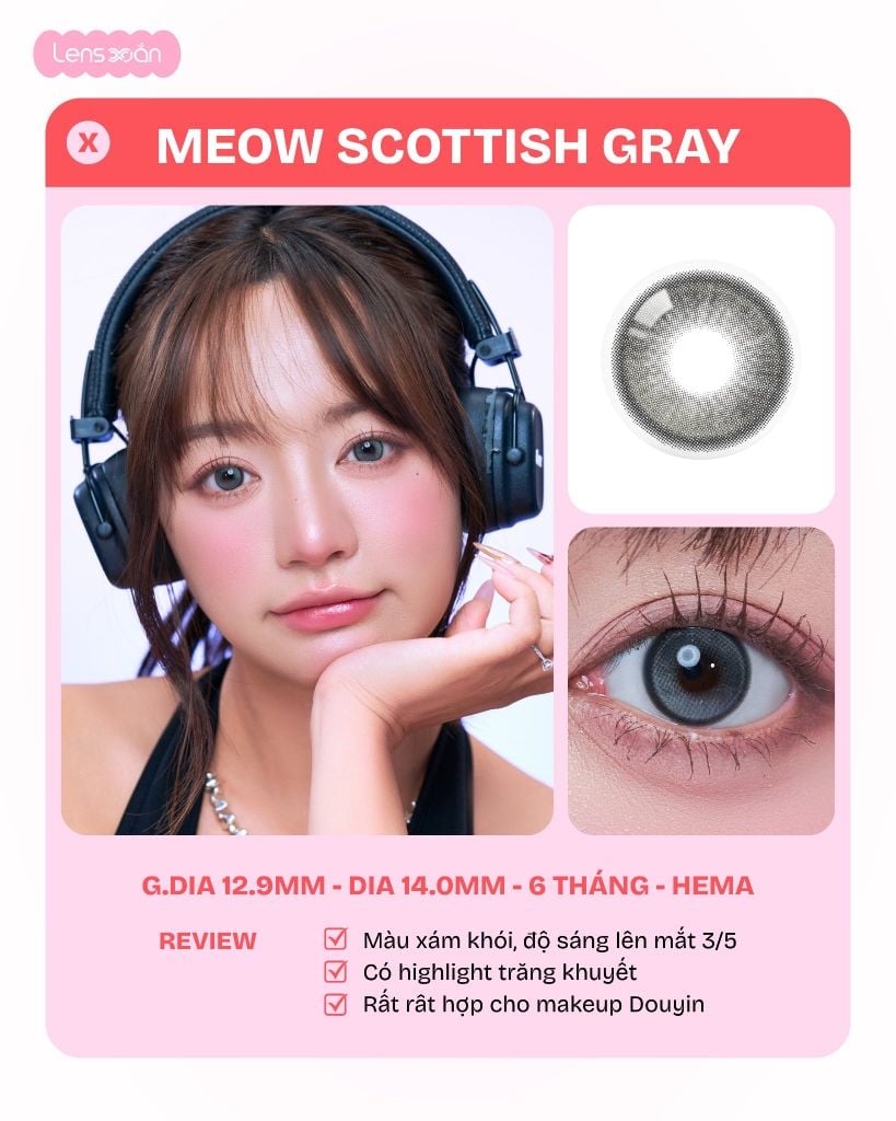 review 5 màu lens best seller restock full độ cận autumn brown ariel gray meow devon beige koshort gray scottish gray