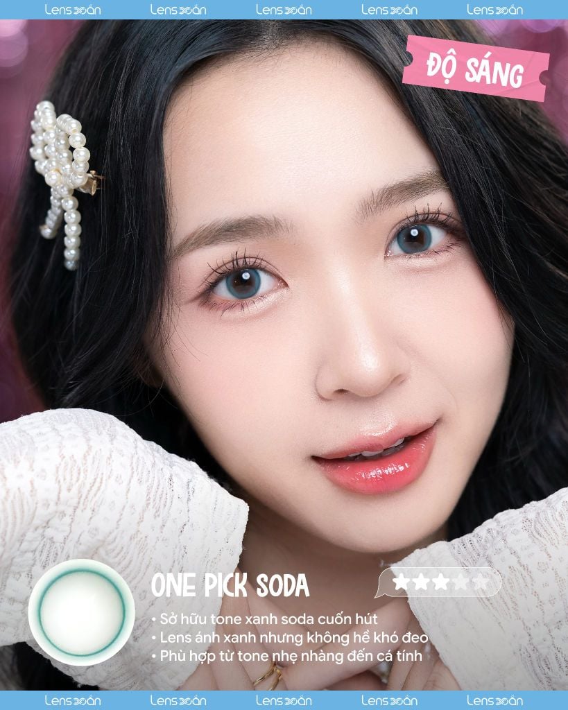 One Pick Soda – Lens xanh soda pastel trong trẻo, blend mượt, dễ đeo