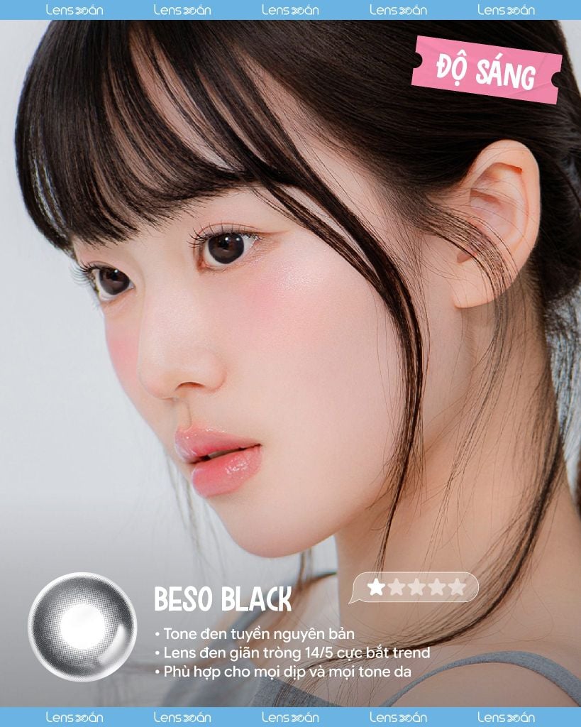 BESO Black 14.5 – Lens đen baby giãn tròng 1 ngày tự nhiên