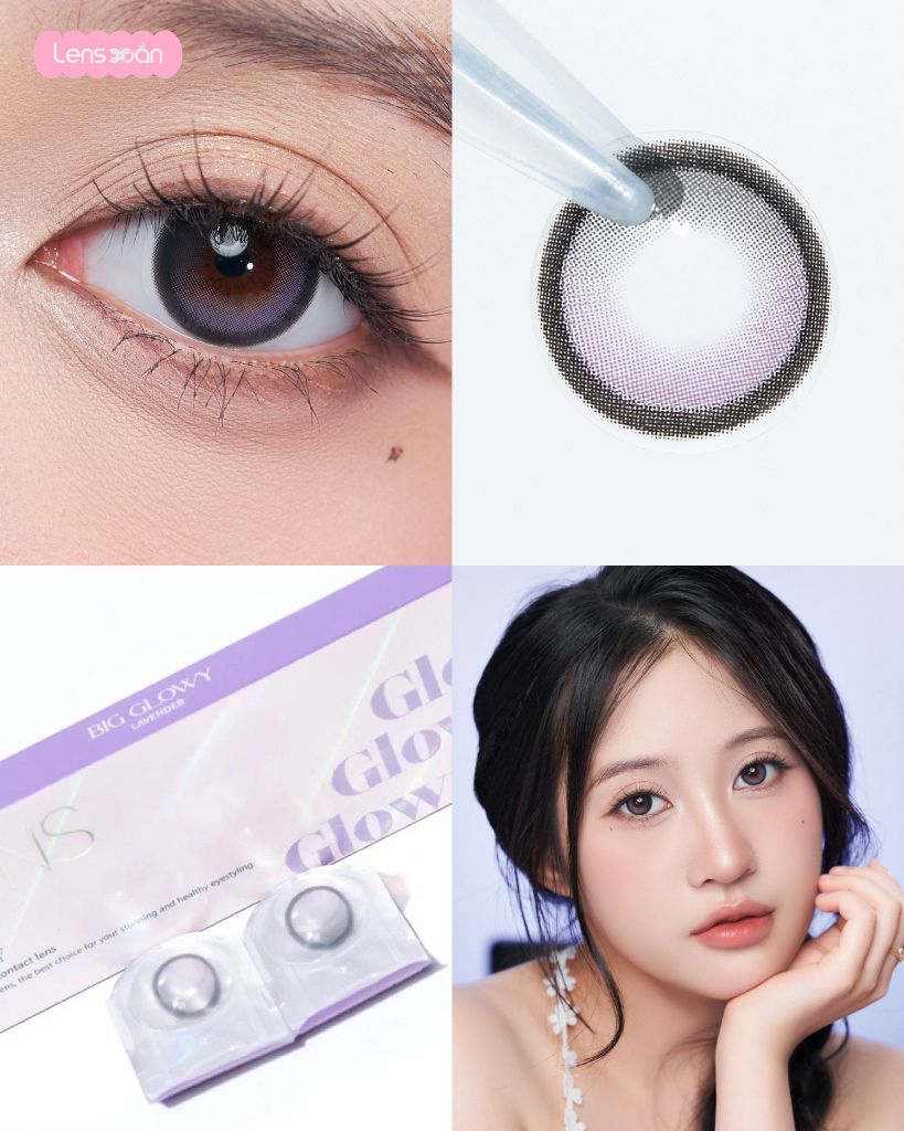 Big Glowy Lavender Olens lens tím pastel hiệu ứng hai dải màu