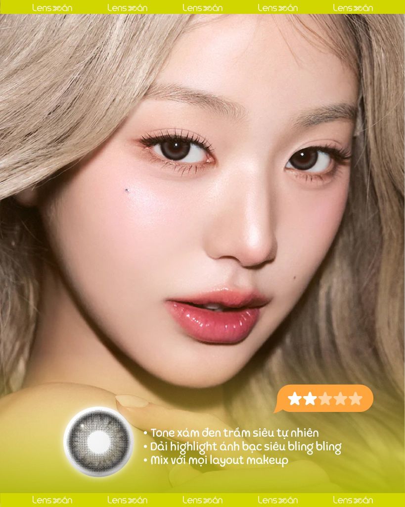 Lens One & Only Big Plus Gray Hapa Kristin xám đen highlight bạc