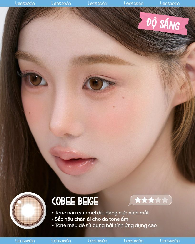 Lens COBEE BEIGE MYFIPN nâu caramel ánh cam giãn tròng tự nhiên