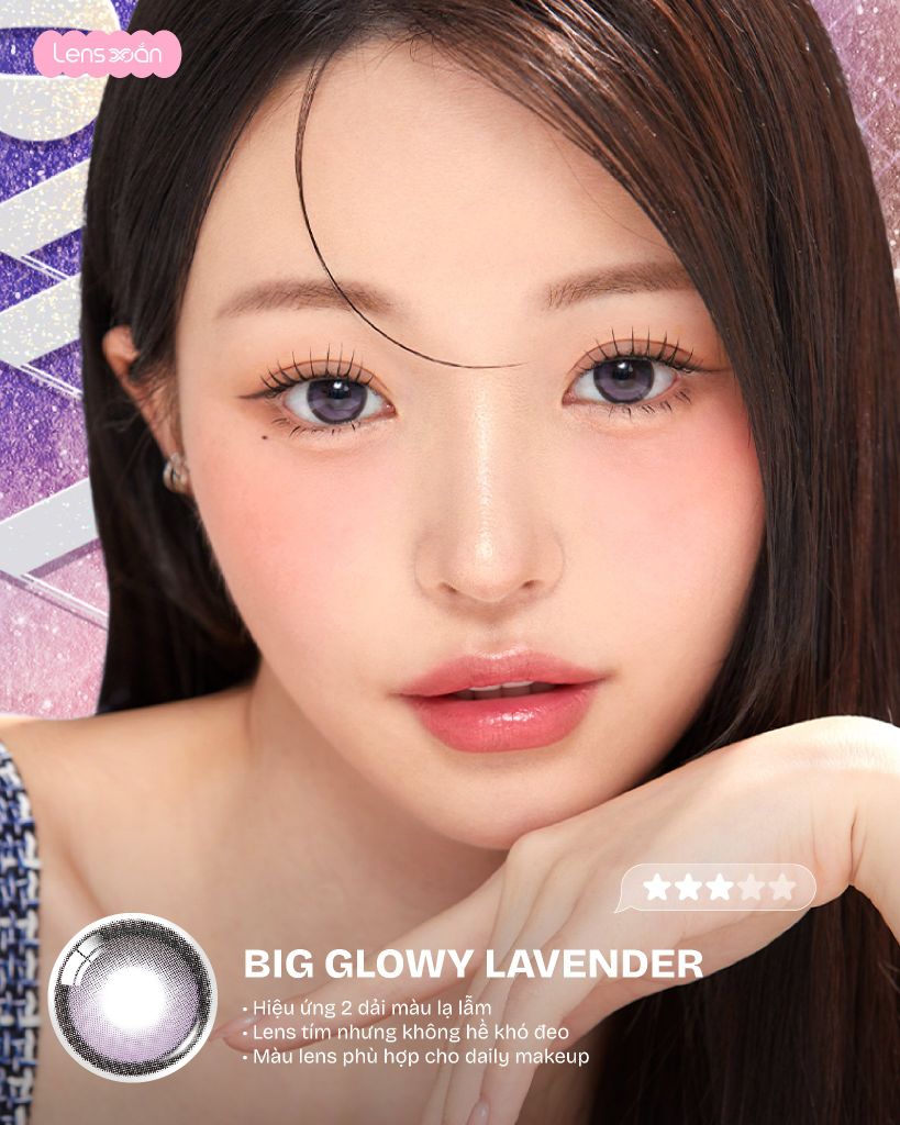 Big Glowy Lavender Olens lens tím pastel hiệu ứng hai dải màu