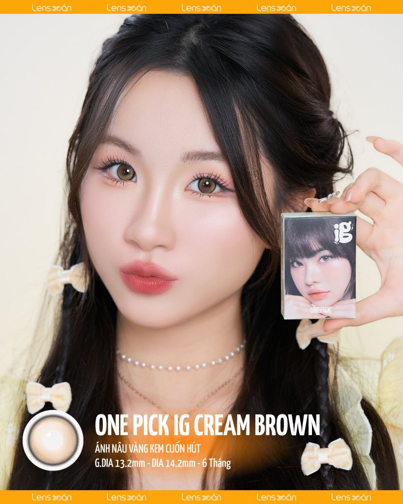 One Pick IG Cream Brown – Lens nâu vàng kem ngọt lịm, cuốn hút ánh nhìn