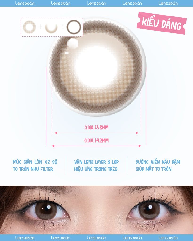 Lens Bigg Cacao MYFiPN nâu cacao hack mắt to tròn tự nhiên