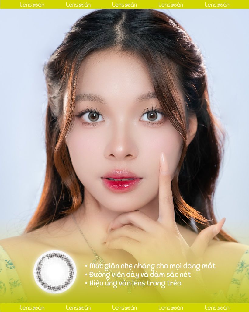 GLEE Gray OLOLA lens xám ánh sữa tự nhiên glowy.