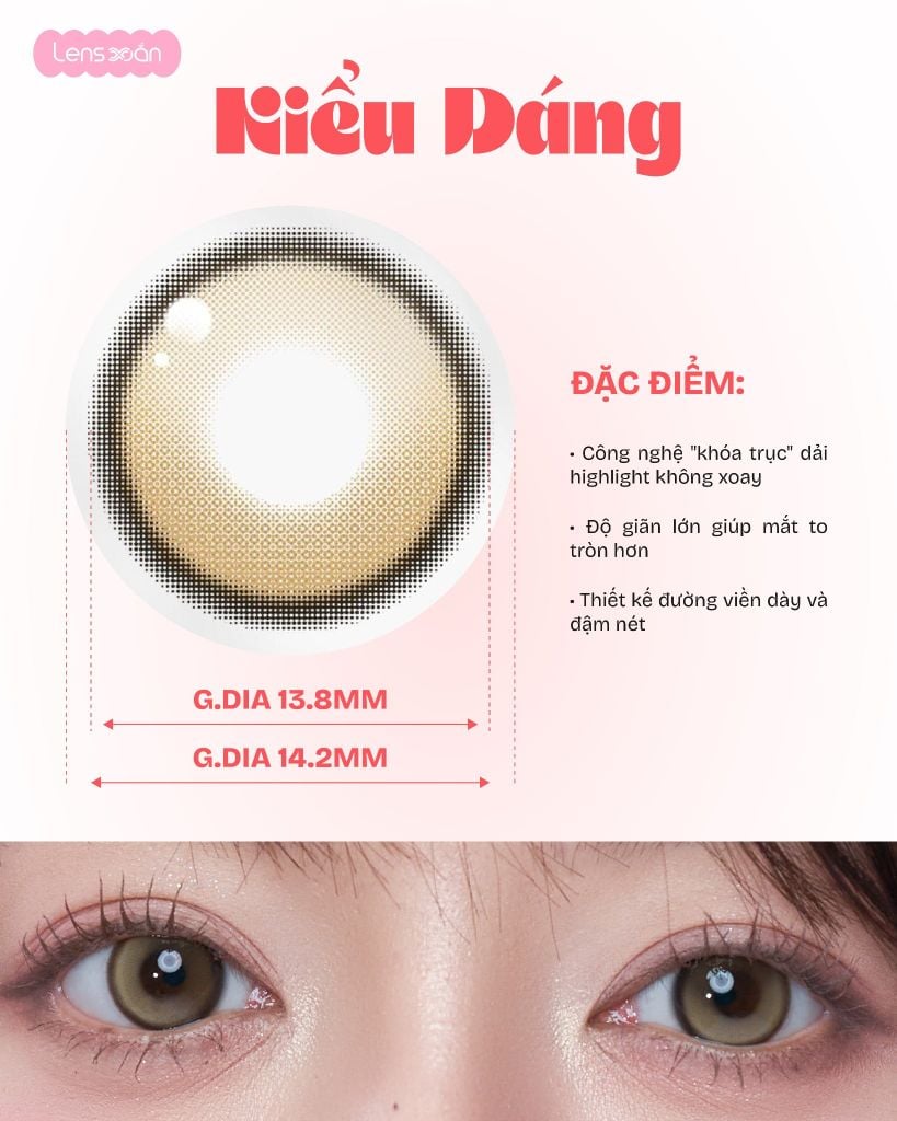 Lens BIV Oatmeal nâu sữa tự nhiên cho mắt trong veo nhẹ nhàng
