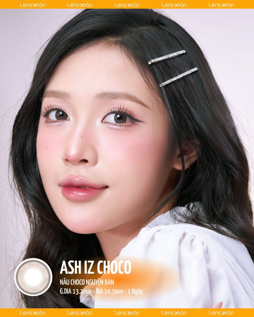 Ảnh lens Ashiz Choco nâu choco trong veo, phù hợp cho người mới bắt đầu