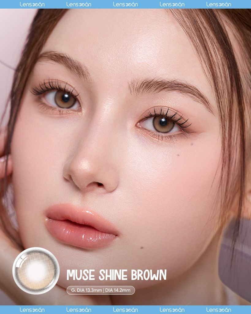 Review Muse Shine Brown OLENS nâu lạnh highlight đeo mắt thật tự nhiên