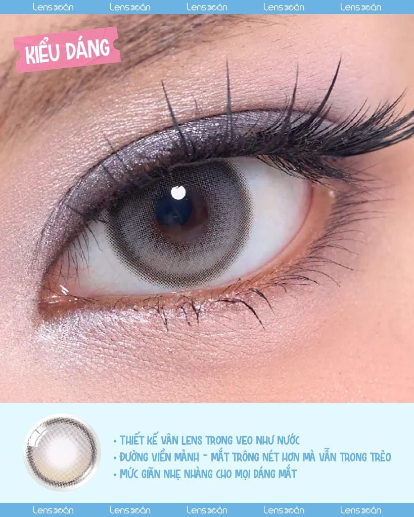 Muse Shine Gray OLENS – Lens xám khói dịu nhẹ chất liệu Puscon tại Lens Xoắn