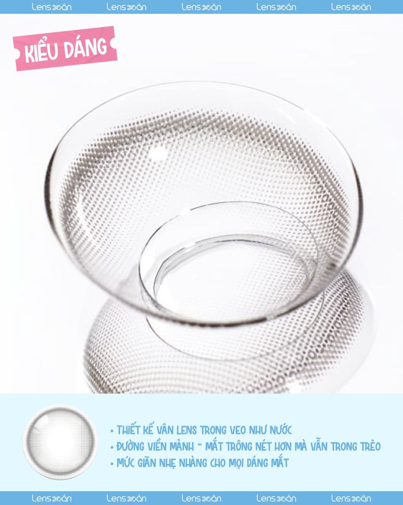 Modish Gray OLOLA – Lens xám kim loại ánh xanh pastel long lanh, bắt sáng cá tính