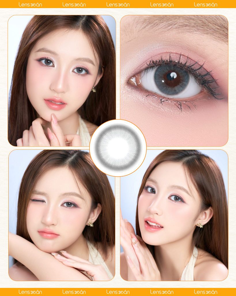 Lens xám khói Tearing Gray – màu trong veo, viền mảnh, cho ánh nhìn tự nhiên