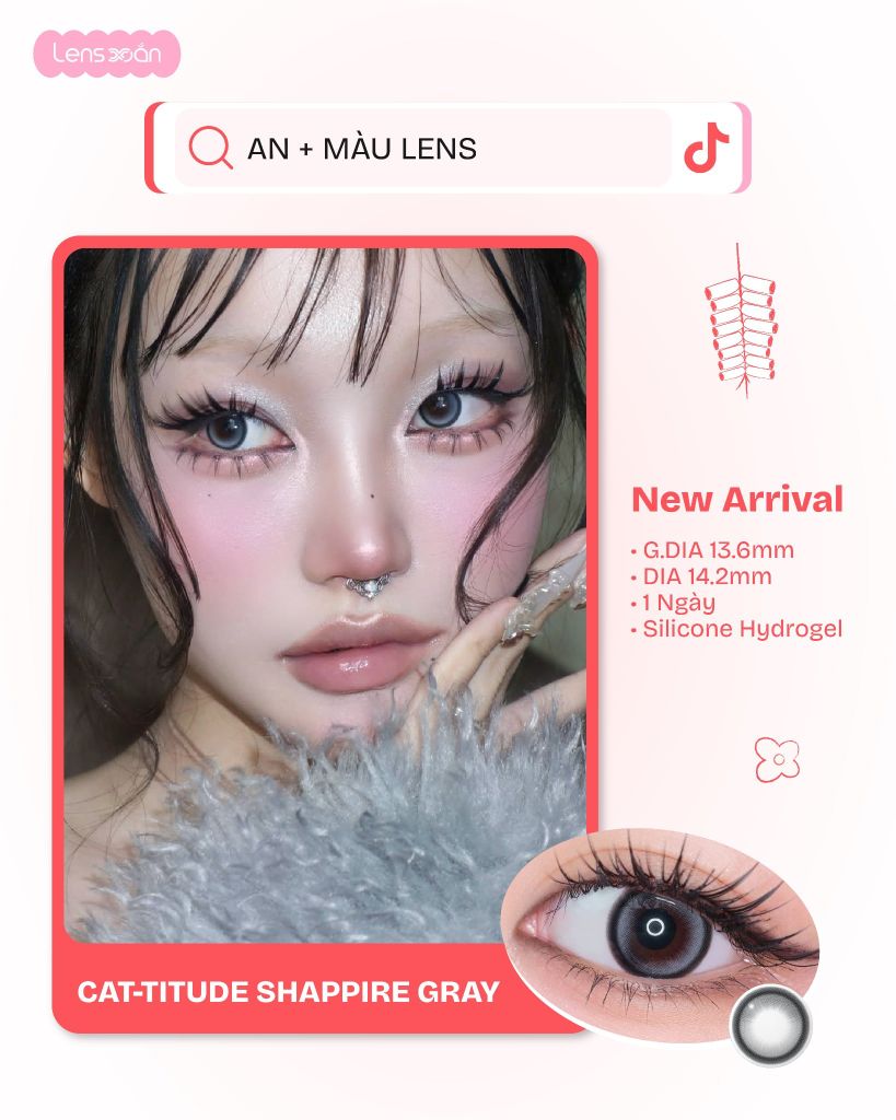 Cat-titude Shapphire Gray – Lens hợp tên An Tết 2026 tại Lens Xoắn