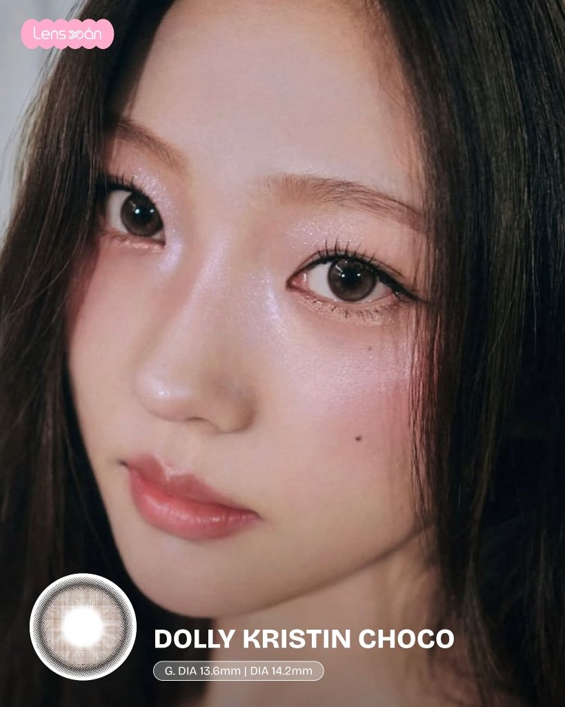Dolly Kristin Choco lens nâu choco highlight ánh kem 13.6mm chính hãng