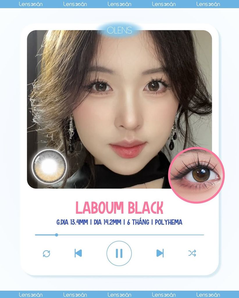 BST lens đen giãn tròng on trend 2025 tại Lens Xoắn