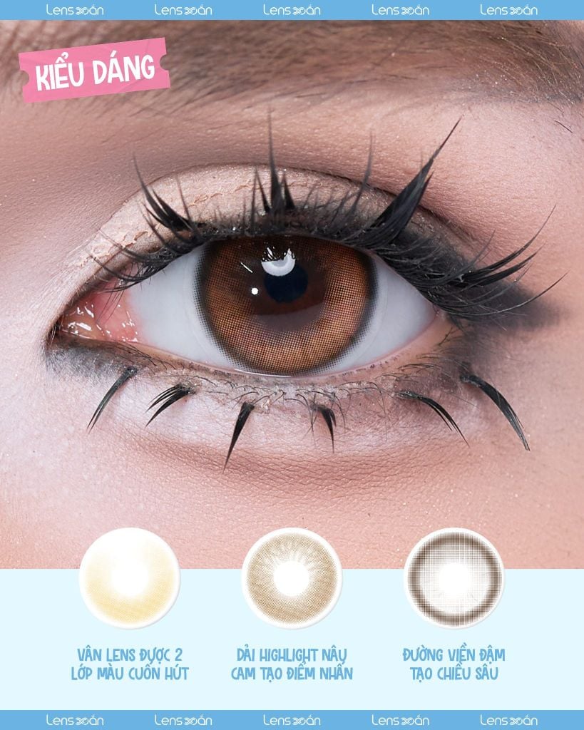 Brille Caramel MYFiPN lens nâu cam caramel tự nhiên tại Lens Xoắn