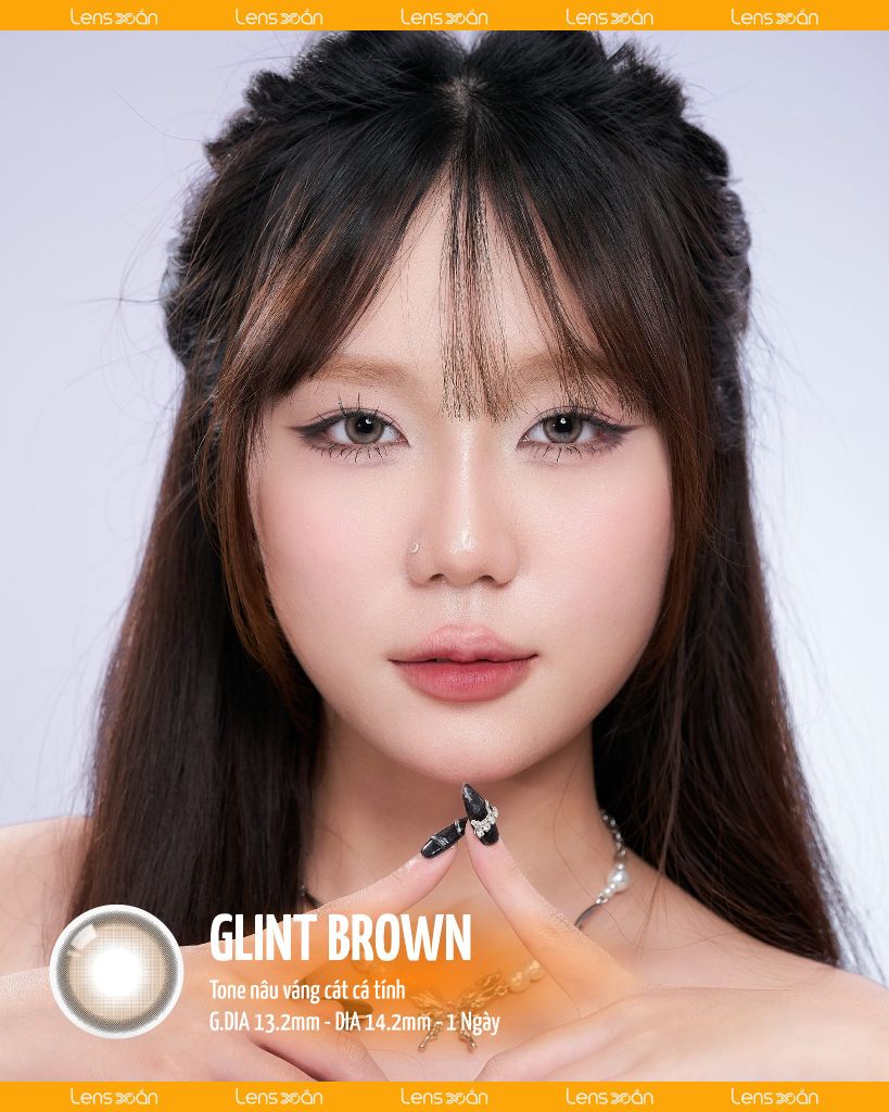 Lens Glint Brown nâu cát lạnh cá tính với viền dày nổi bật