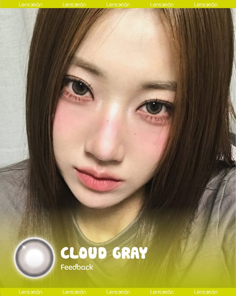 Cloud Gray Qrsessed lens xám sữa ánh hồng pastel 1 ngày