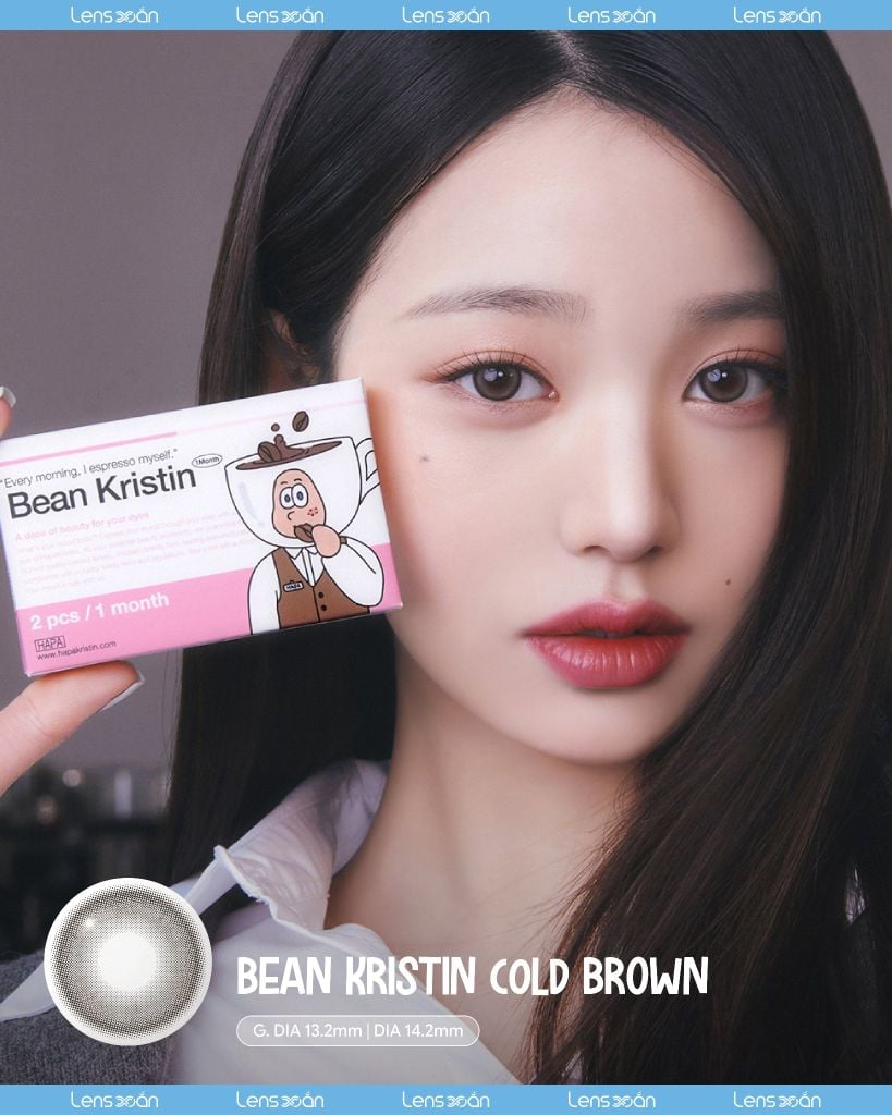 Bean Kristin Cold Brown – Lens nâu lạnh ánh khói 1 ngày cho makeup tone lạnh